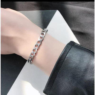 Lắc tay nam nữ cao cấp đẹp sang trọng titan kiểu lặc đơn trangsucpt kích cỡ 9mm màu trắng PTLTNA76