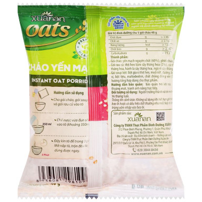 Combo :5 Gói Cháo Yến Mạch Thịt Bầm 40g Xuân An(Mua 10 Tặng 1 gói cháo gà 40g)