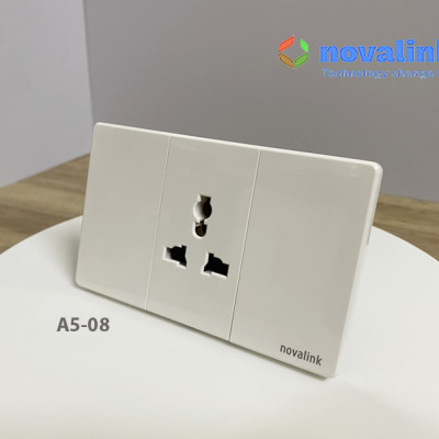 Ổ cắm điện 3 chấu đa năng A5-20 Novalink chính hãng, mặt chống cháy, lõi đồng nguyên chất. Có xuất hóa đơn VAT
