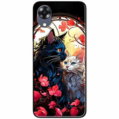Ốp lưng cho Oppo A15 - A15S - A17 - A17K - A57 4G - A94 5G - A95 5G - Mèo Trắng Đen - Hàng Chính Hãng