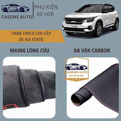 [KIA FORTE] Thảm Taplo 3 Lớp Dành Cho Xe KIA FORTE, Nhung Lông Cừu Và Da Vân Carbon Cao Cấp - Hàng Chính Hãng