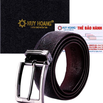 Thắt Lưng Nam Da Đà Điểu Trơn Đầu Kim Huy Hoàng HT4414 - Nâu Đất