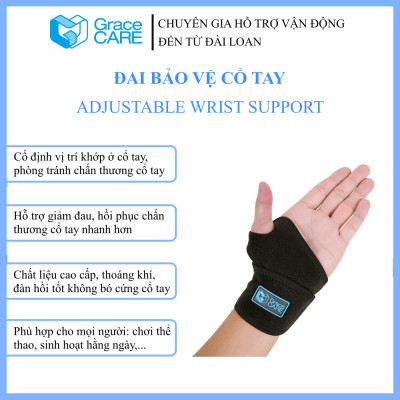 Đai Cố Định Cổ Tay Grace Care WB221 – Hỗ Trợ Cổ Tay Chơi Thể Thao, Gym, Giảm Đau Cổ Tay Khi Vận Động