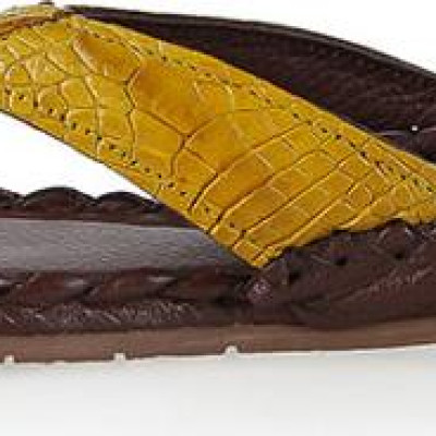 Dép nữ Huy Hoàng da cá sấu màu vàng nghệ HT7242
