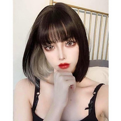 Tóc giả cúp đen trắng 