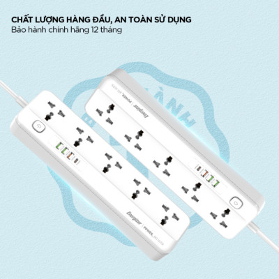 [ Chính Chính Hãng ] Ổ điện đa năng Energizer 5AC kèm 3USB-A và 1USB-C sạc nhanh PD 20W 38W, tải 2500W - BH 12 tháng