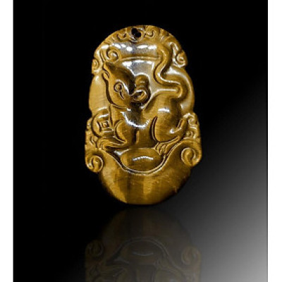 Mặt Dây Chuyền 12 con giáp Tuổi Tý Mắt Hổ Vàng đá tự nhiên