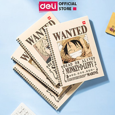 Sổ tay ghi chép gáy xoắn kẻ ngang A5 B5 60 trang hình Vua cướp biển One Piece Deli - Phù hợp học sinh văn phòng - Mẫu ngẫu nhiên - EN004