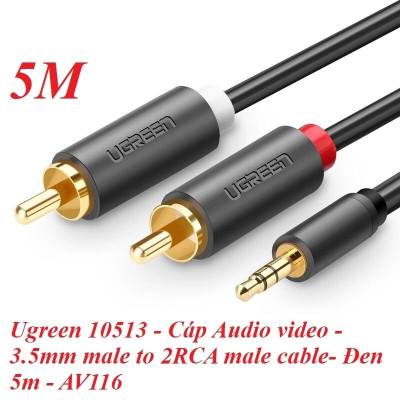 Ugreen UG10513AV116TK 5M màu Đen Cáp âm thanh 2 đầu Bông sen sang 3.5mm dương - HÀNG CHÍNH HÃNG