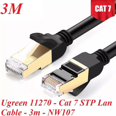 Ugreen UG11270NW107TK 3M màu Đen Cáp mạng LAN CAT7 STP chống nhiễu - HÀNG CHÍNH HÃNG