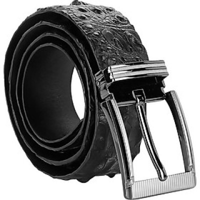 Thắt Lưng Nam Da Cá Sấu Gai Lưng Đầu Kim Bản Lớn Huy Hoàng HT4709 - Đen