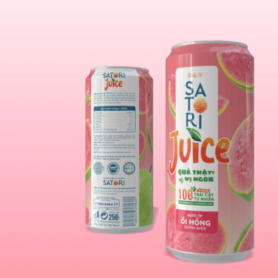 Combo 2 thùng nước Satori Juice vị ổi - 250ml (24 lon/ thùng)