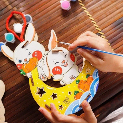 Lồng Đèn Trung Thu Gỗ Tự Tô Màu, Đèn Lồng Gỗ Thủ Công Handmade Nhiều Mẫu Dễ Thương Kèm Đèn Led - HÀNG CHÍNH HÃNG MINIIN