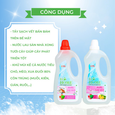 Nước Lau Sàn Công Nghệ Sinh Học ECOHOME 1 Lít Hương Quế Sả Chanh Giúp Tẩy Sạch Bụi Bẩn Trên Bề Mặt Sàn