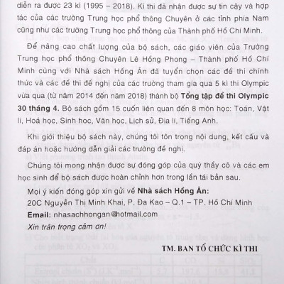 Tổng Tập Đề Thi Olympic 30 Tháng 4 Môn Hoá Học Lớp 11 (Từ 2014 Đến 2018)