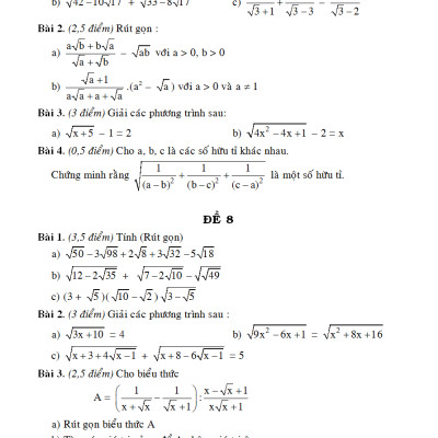 100 ĐỀ KIỂM TRA TOÁN 9 - NGUYỄN ĐỨC TẤN - KV
