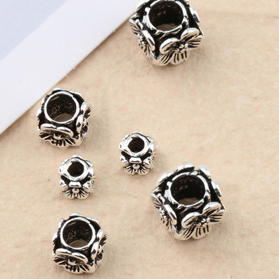 Combo charm bạc chặn hạt hình vuông hoa 4 mặt - Ngọc Quý Gemstones