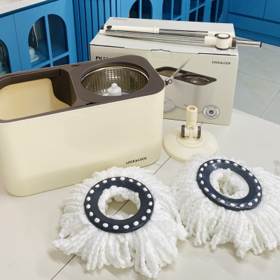 Bộ Lau Nhà Xoay Tay Lock&Lock Dual Bucket Spin Mop  ETM478 ( thùng giặt , cây , 2 bông lau)