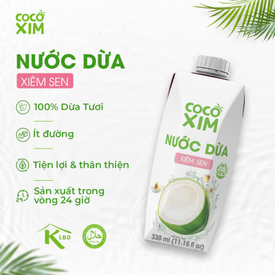 Nước dừa đóng hộp Cocoxim Sen dung tích 330ml/Hộp