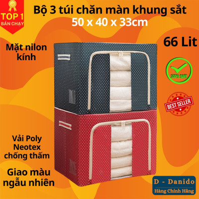 Bộ 2 Túi Đựng Chăn Màn - Túi Quần Áo Khung Sắt Gấp Gọn 2 Chiếc Cao Cấp (Giao màu ngẫu nhiên)