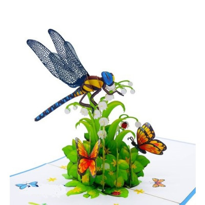 Thiệp 3D Chuồn Chuồn & Bướm Giữa Vườn Hoa – Thiệp Pop Up Sáng Tạo, Độc Đáo Tặng Sinh Nhật, 8/3, 20/10, Lễ Tình Nhân, A05