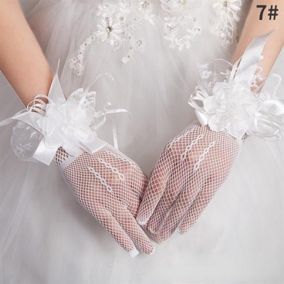 Găng tay cô dâu lưới đính hoa voan cổ tay bèo mẫu mới 2024