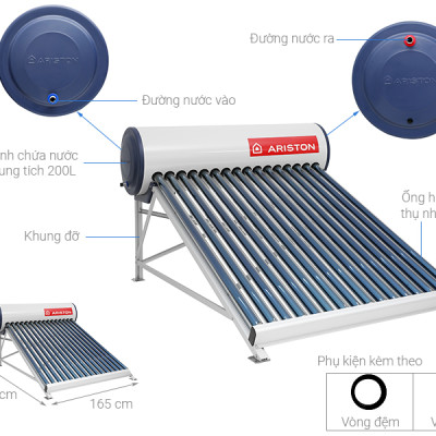 Máy Nước Nóng Năng Lượng Mặt Trời Ariston Eco 2 1815 25 TNSS 160L - Hàng chính hãng