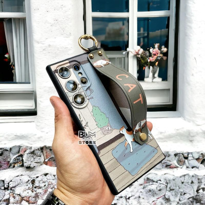 Ốp Lưng Bé Mèo Cho Samsung Galaxy S25 Ultra / S24 Ultra Có Dây Xỏ Tay - BUM STORE GALAXY