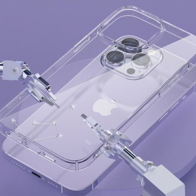 Ốp lưng cứng trong suốt đính đá dành cho iPhone 14 Pro hiệu Memumi - Hàng nhập khẩu