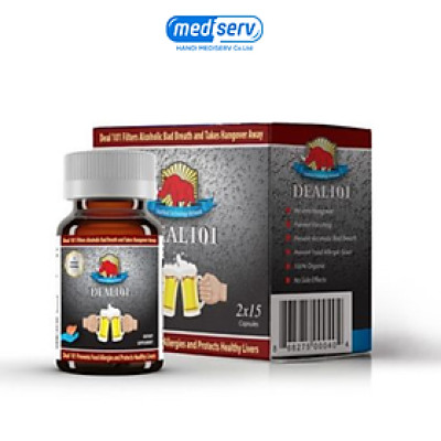 Viên giải rượu nhập khẩu Mỹ Deal 101 - Hỗ trợ giải rượu bia - Giảm nồng độ cồn trong máu - Giảm triệu chứng say - Bảo vệ gan 