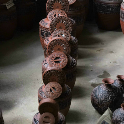 Chum sành ngâm rượu trống đồng Đông Sơn Âu Lạc 30 Lit chính hãng gốm sứ Bát Tràng (bình rượu, bình ngâm rượu, chum ngâm rượu)