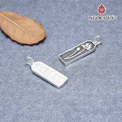 Charm bạc thẻ hình sen và câu niệm Phật treo  - Ngọc Quý Gemstones