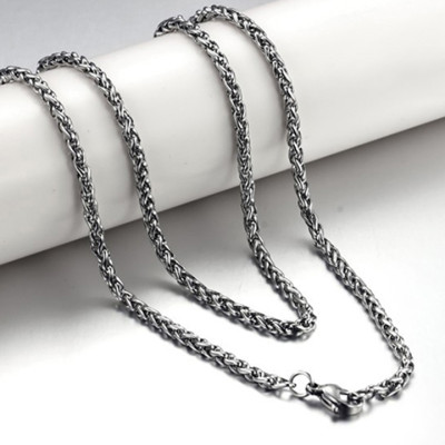 Dây chuyền nam inox thời trang kiểu bông dừa xoắn phukienpt kích cỡ 3mm màu trắng thép không gỉ PTDCNA16