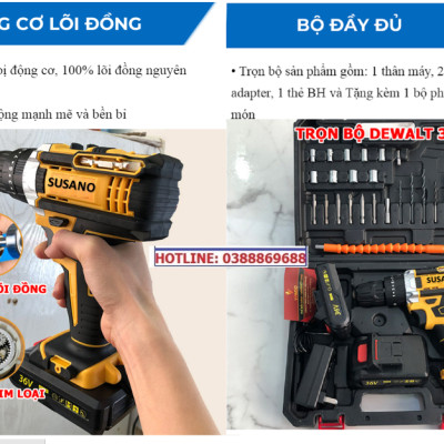 (LOẠI I) Máy Khoan Bê Tông và Bắt Vít 36V