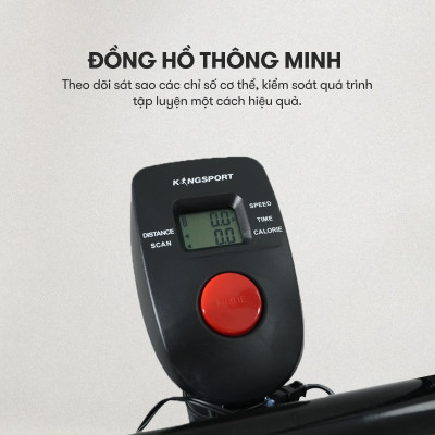 Xe đạp tập KINGSPORT Classic E-07, ghế tựa phù hợp người lớn tuổi, tích hợp đồng hồ đo lường chỉ số