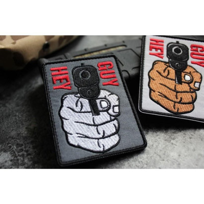 Patch_velcro HEY GUY tay cầm Gun dán quần áo_ba lô túi xách