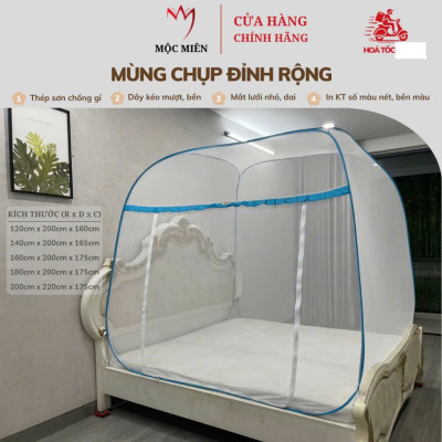 Màn Chụp Cao Cấp Mộc Miên Đỉnh Rộng - Kích thước 2,2mx2m Không Hoạ Tiết ( Hà Nội )