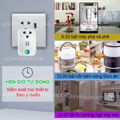 Ổ Cắm Thông Minh HUNONIC, Ổ Cắm Wifi Điều Khiển Từ Xa Qua Điện Thoại - SK01