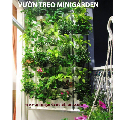 Khung Vườn Đứng Cây Ban Công (Bộ 8 tầng Module Vertical + 1 Tray nước nhập khẩu Bồ Đào Nha (không kèm tưới) dùng trồng cây xanh treo tường dạng đứng