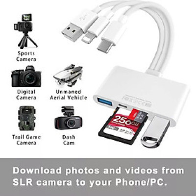 Đầu Đọc Thẻ Nhớ SD TF Micro SD Chân Type C Type A USB 3.0 Dùng Cho iPhone, iPad, Điện Thoại Android, Máy Tính, PC, Laptop, Máy Ảnh – Hàng Nhập Khẩu