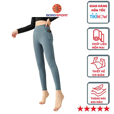 Quần Thể Thao Gym Yoga Nữ Tôn Dáng Mông Đào Lưng Cao Co Giãn THoải Mái ,  Có Túi Hông Tiện Lợi Cleacco , đủ size  - Hàng Chính Hãng BORO SPORT