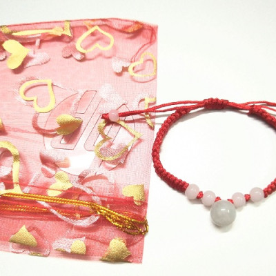 Vòng tay chỉ đỏ may mắn bình an kèm túi đỏ làm quà tặng - túi tiền ngọc