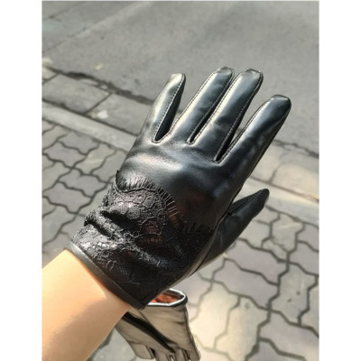 Găng tay da cừu nữ cao cấp - BHY8758 Bao tay da nữ, Da thật không bong tróc đứt gãy