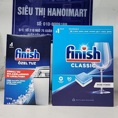 Viên rửa bát Finish 120 viên + Muối Finish 1.5kg dùng cho Máy Rửa Bát Chén