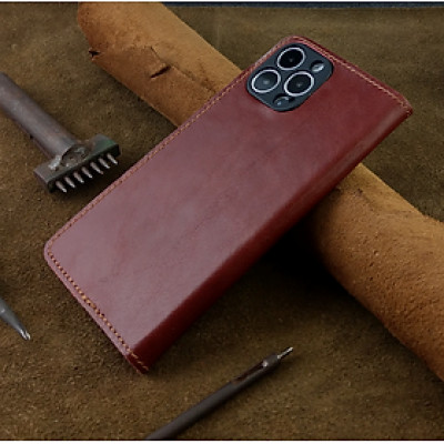 Bao Da cho Iphone 12 Pro Max Handmade Da Bò Thật