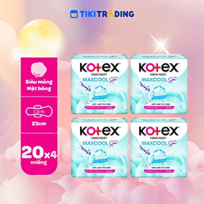 Combo 4 Băng Vệ Sinh Kotex Hàng Ngày Max Cool French Spa 20 miếng/Gói