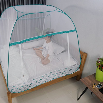 Mùng Chụp Màn Chụp Tự Bung Đỉnh Rộng Cao Cấp 1m8x2m có viền chân - Mộc Miên ( có 2 Cửa)