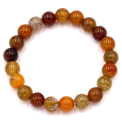 Vòng đeo tay đá vân rồng vàng nâu 8 ly 21 hạt - Vòng size nhỏ phù hợp cho nữ