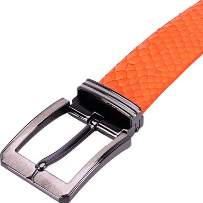 Thắt Lưng Nam Da Trăn Bản Lớn Đầu Kim Huy Hoàng HT4358 - Cam