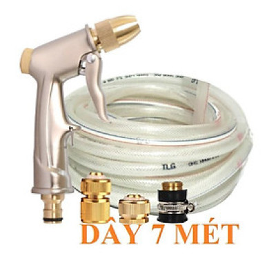 Bộ dây vòi xịt nước rửa xe, tưới cây , tăng áp 3 lần, loại 7m, 10m 206701-1 đầu đồng,cút đồng+  túi đựng bút